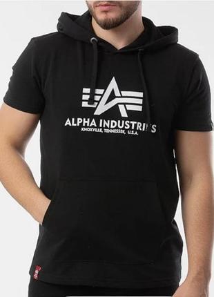 Оригинальна футболка/кофта с каптуром alpha industries