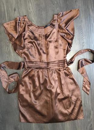 Бронзова атласна сукня