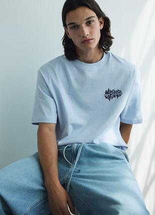 Чоловіча бавовняна футболка h&m loose fit