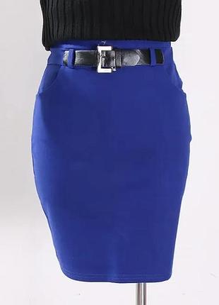 Оригинальная юбка со вставками эко кожи