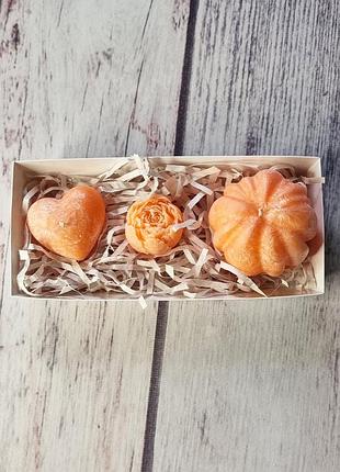 Аромасвечи ручной работы, набор свечей из пальмового воска с ароматом тыквы