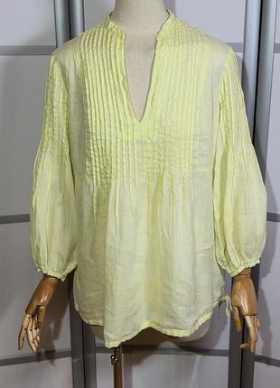 120% lino премиальный итальянский бренд светло-лимонная льняная рубашка