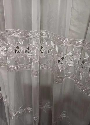Тюлевая занавеска, пошив с выбивкой на шифоне.розм.7,5м×2,48м