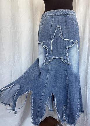 Спідниця джинсова юбка гранж бохо панк рокер нова