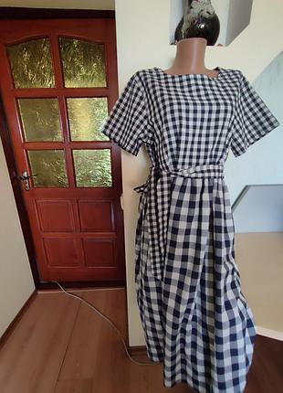 Платье в клетку темно синего цвета с temu