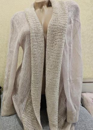 Кардиган накидка паутинка мохер нежно розовая