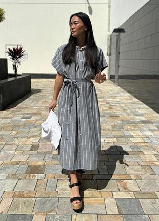 Сукня uniqlo з лляної суміші з паском та кишенями