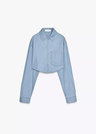 Вкорочена джинсова сорочка, рубашка zara