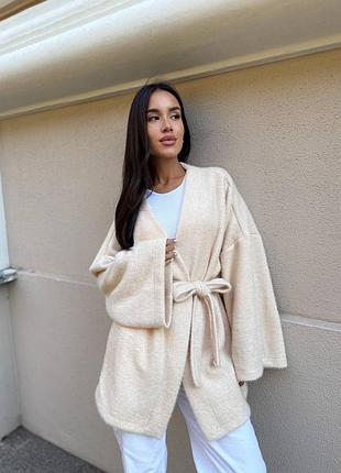 Жіночий кардиган білого кольору в комплекті пояс 40-56 розмір