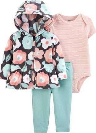 Комплект-трійка carter’s картерс для дівчинки: флісова кофта фліска, легінси та боді