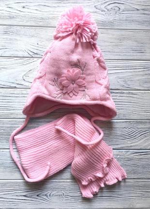 Зимова шапка з шарфом ambra (termo) для дівчинки