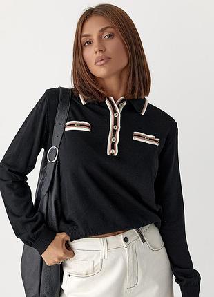 Кофта-поло з імітованими кишенями джемпер