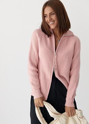 В'язаний кардиган із коміром на блискавці