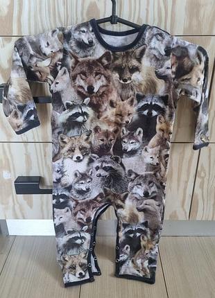 Комбинезон пижама 92 см со зверями
