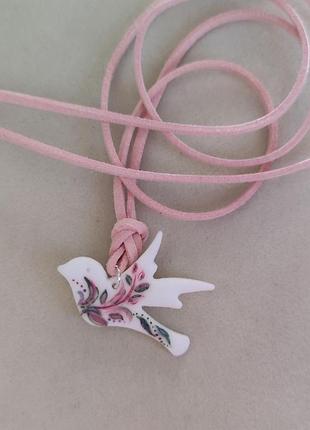 Подвеска птичка, чокер на шею птичка, кулон ручной работы