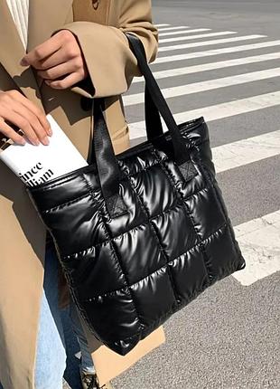 Стильна нейлонова сумка-тоут, на замочок