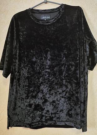 Велюрова, гладенька футболка- блуза