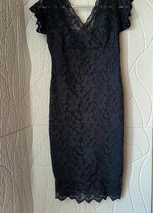 Платье кружевное синее польша размер s