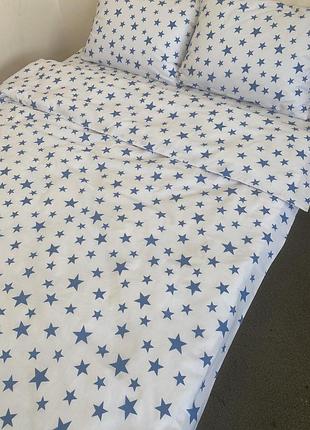 Комплект постельного белья бязь gold lux полуторный звездочки на белом