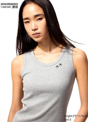 Майка, ребристий топ без рукавів uniqlo anya hindmarch сірого кольору