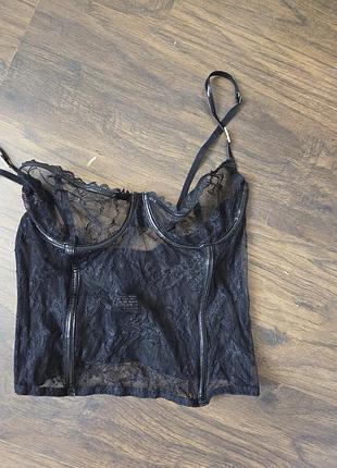 Корсет топ с чашкой и косточками, кружевной