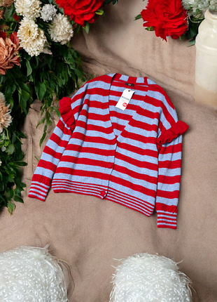 Брендовий теплий смугастий oversize кардиган з рюшами c&amp;a етикетка