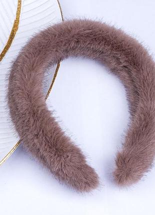 Меховой обруч для волос, цвет мокко
