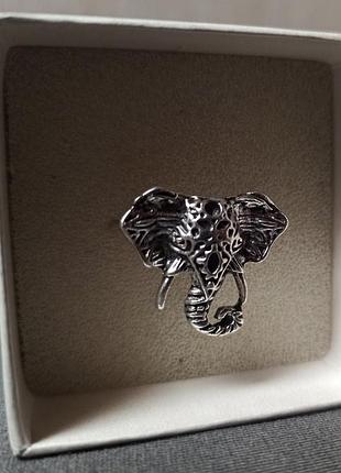 Женское винтажное кольцо готика в виде слона с узором