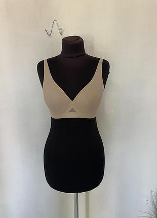 Бюстгальтер ліфчик безшовний в рубчик капучино із чашками