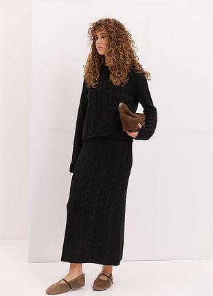 Акция вязаный косами черный костюм