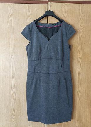 Сірий актуальний сарафан - сукня, трикотажна сукня-футляр, 14/xl