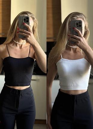 Стильний базовий топ із чашками в рубчик розмір xs нові на тонких бретелях
