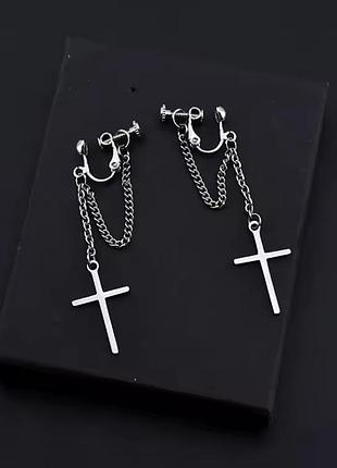 Сережки хрестики нержавіюча сталь