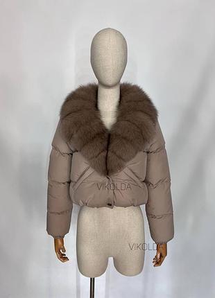 Жіноча зимова куртка пуффер з натуральним хутром песця з 42 по 54 розміри