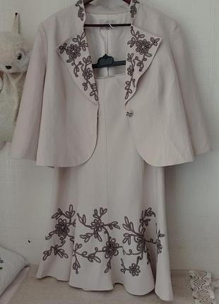 Костюм. піджак і спідниця. жакет і юпка. бренд cc. шовк, льон.