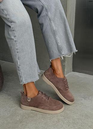 Женские туфли с анатомическим носиком замшевые 8221 натуральная замша мокко 10600