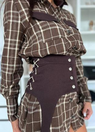 Рубашка теплая с джинсовой баской