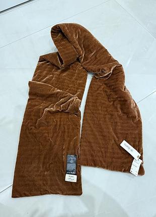 Новий вельветовий коричневий обʼємний шарф barts