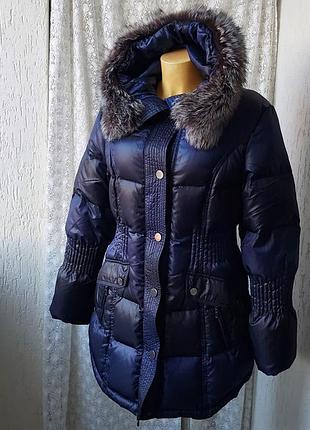 Пуховик пух перо капюшон хутро р. 48 8233а