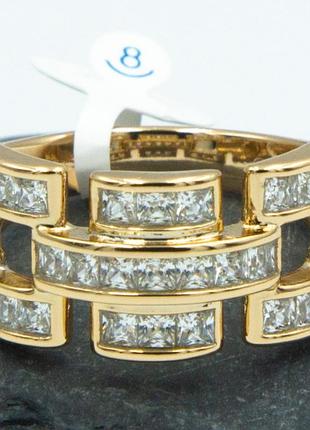 Кольцо xuping №205 16р оригинальное с белыми цирконами медицинское золото недорого