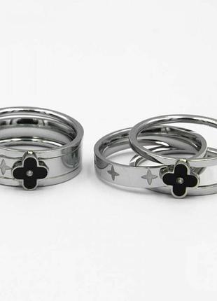 Кільце сталь no47 16.17.18р під срібло з чорною серединою сталь медзолото від виробника