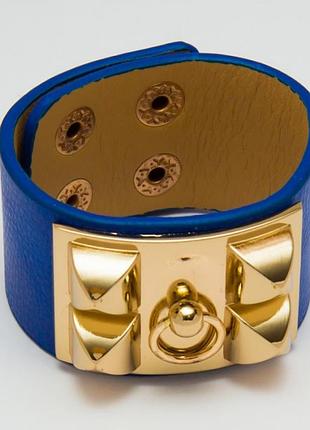 Браслет № 104 синий с золотистой вставкой