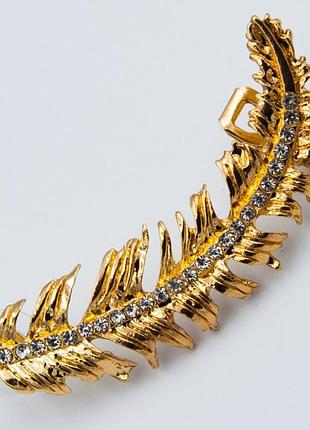Серьги-кафа №1695 оригинальное перо со стразами .
