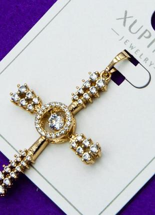 Крестик xuping №357в с мелкими цирконами бижутерия xuping недорого харьков