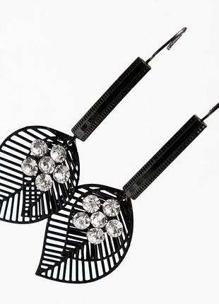 Сережки no1355 висувки пелюстки з перлинами