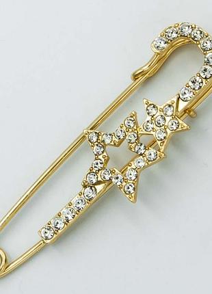Брошка-булавка №222 зирочка з білими стразами брошки на кардиган шпильки