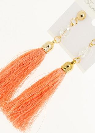 Серьги № 1211 висюльки оранжевого цвета .