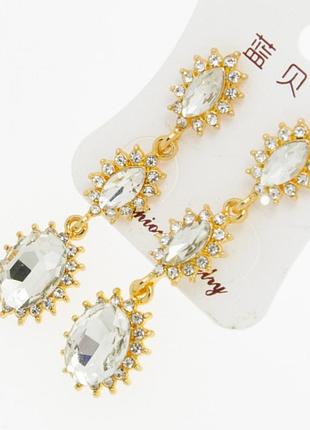 Серьги № 1257 с белыми камнями .