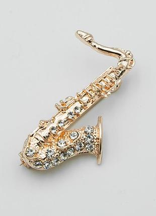 Брошь №377 в виде саксофона бижутерия харьков .