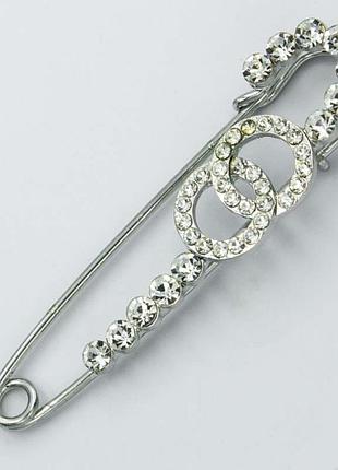 Брошка-булавка №221 з білими стразами брошки на кардиган шпильки